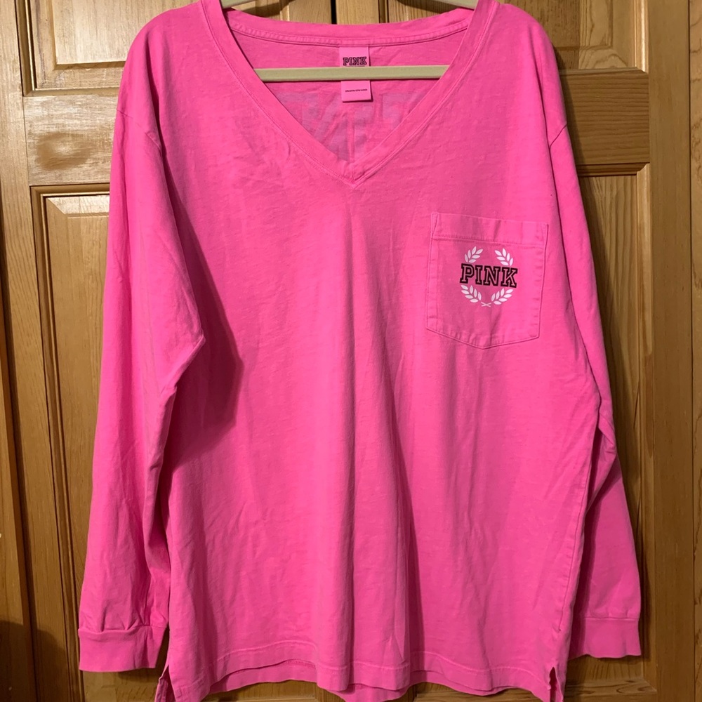 Victoria Secret PINK V Neck Long Sleeve Tee